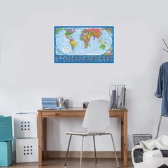 2 Pack – Laminated World Map Poster & USA Set – Equal 18” x 29”, Blue