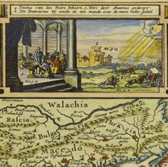 Ancient Old 1648 Decorative Bible Map; 100% Cotton Canvas Magnetic Wooden Hanger