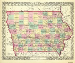 Historic State Map – Iowa – Colton 1856 – Vintage Wall Art