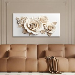 Wall Art Living Room Decor White Flower Wall Art Decor Modern Canvas Art Wall…