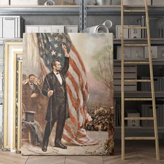 Abraham Lincoln American Flag Painting America History Canvas Wall Art Print