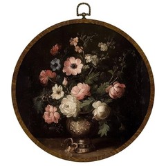 Vintage Floral Round Frame Wall Art Decor, 10×10 Inch European Classical Stil…