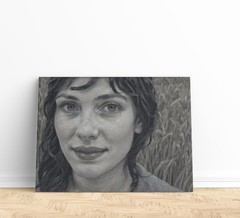 Vtg 1900s Black White Portrait Oil Painting Bedroom Home Decor Canvas Painting