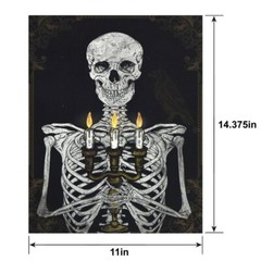 Light-Up Skeleton & Candelabra Art Canvas, 11in x 14.37in