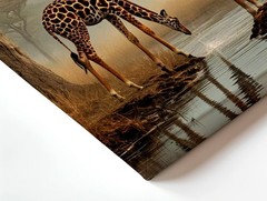 Canvas Giraffe Pair Moonlit Safari Landscape Wildlife Home Statement Room Print