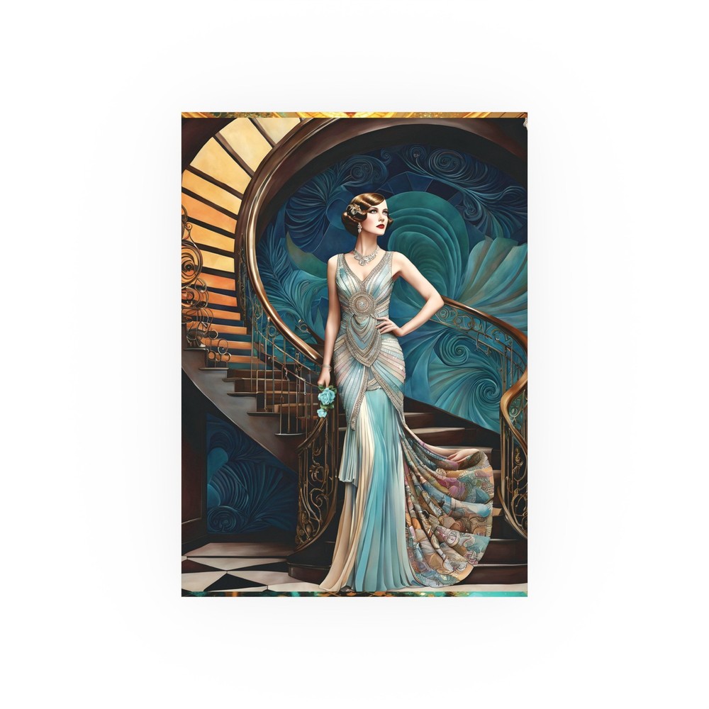 Gatsby Girl Flapper Art Deco Painting Print Wall Art 1920s Retro Vintage Poster