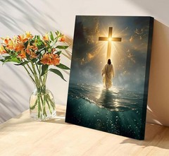 Jesus Walking On Water Canvas Wall Art Jesus Christ Wall Decor Picture Christ