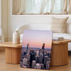Chicago City Skyline Sunset Canvas Wall Art Urban Landscape Wall Decor Print