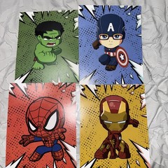 Superheroes watercolor wall art poster prints, set of 4 Unframed 8»x10»posters