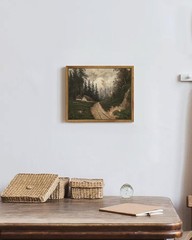 Classic 8x10in Framed Vintage Village Road Canvas – Fine Art for Your Home