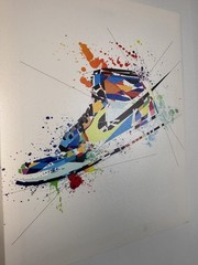 Graffiti Sneaker with Basketball Poster Canvas Wall Art Trendy 15”x11.5”