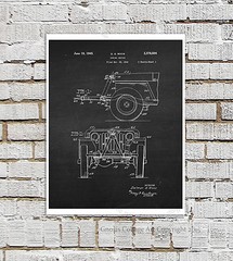 Vintage Jeep Military Vehicle Patent Prints set of 6 unframed posters wall decor
