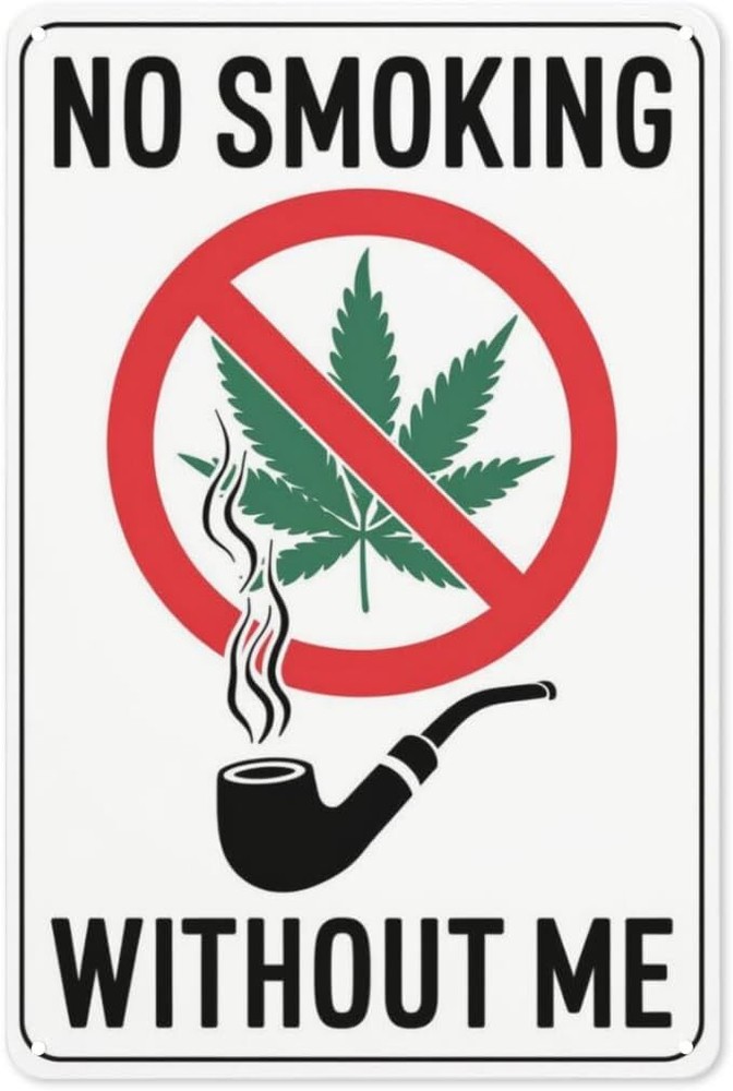 Weed Humor Retro Tin Poster Tin Metal Signs 8X12IN «No Smoking Without Me» Funny
