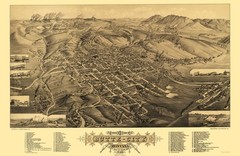 Historic Panoramic View – Butte Montana – Stoner 1884 – Vintage Wall Art