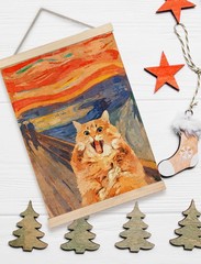 zaiQ Abstract Funny Orange Cat Wall Art Decor, Retro Modern 19th Century Scre…