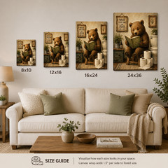 🐻 «Un BEAR ably Relaxed» Funny Bear Bathroom Canvas Wall Art 🐻