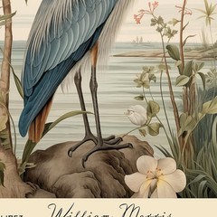 William Morris Heron Poster, Vintage Botanical Wildlife Wall Art Decor