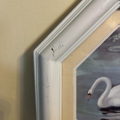 Vtg Homco Swan Pictures-Set of 2 – Hexagon Painted Frames Cottagecore ~READ~