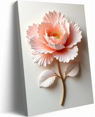 Framed 3D Peach Peony Floral Canvas Wall Art plant Wall Decor pictures Elegan…