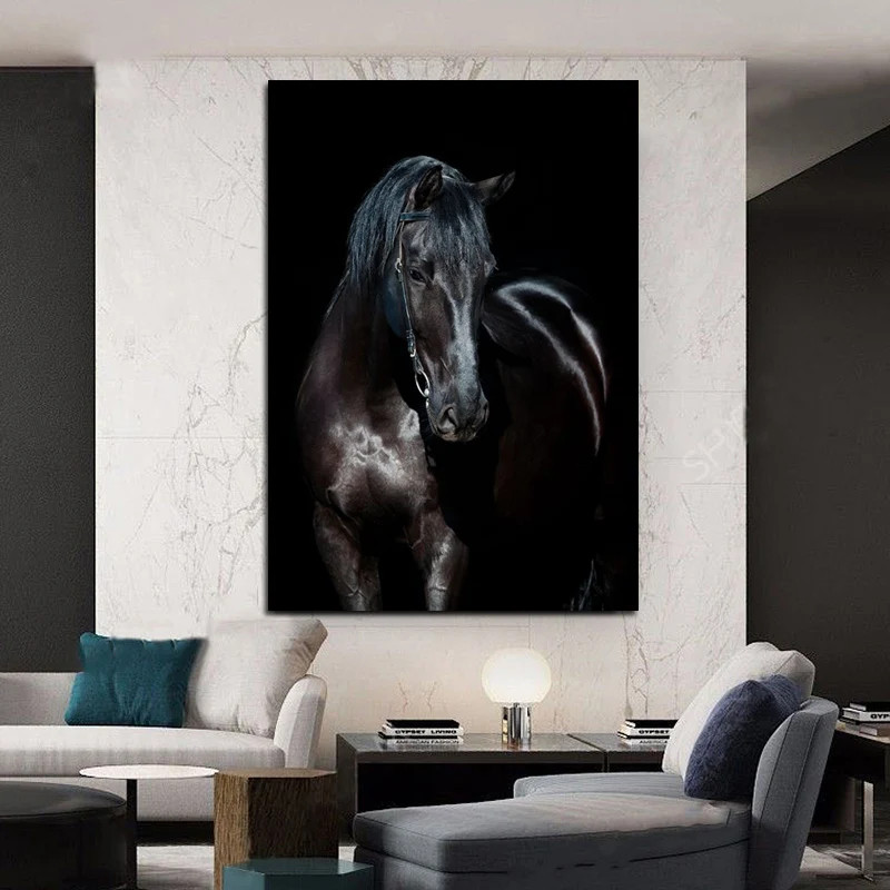 Black Horse Canvas Painting Canvas Wall Art Home Decor Wall Picture Poster Print