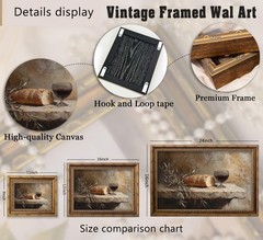 Vintage Gold Framed Still Life Wall Art, Christian Kitchen Communion Painting…