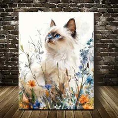 Beautiful Charming Ragdoll Cat Painting Metal Print Ready to Hang