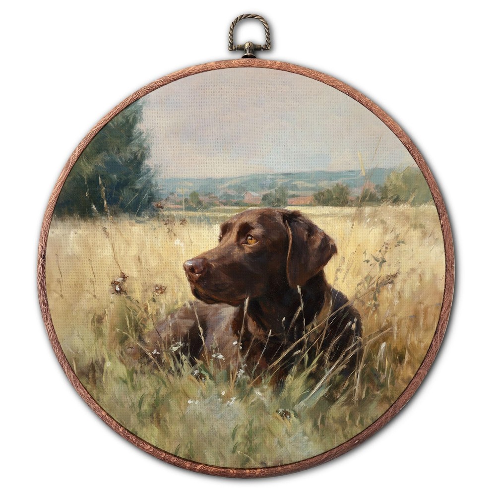 Labrador Retriever Round Wall Art Framed, Chocolate Lab Gift Framed Round Wal…