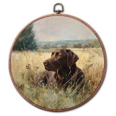 Labrador Retriever Round Wall Art Framed, Chocolate Lab Gift Framed Round Wal…