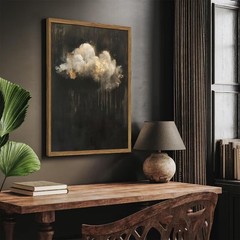 Dark Moody Cloud Wall Art, Vintage Cloud Rain Wall Decor Paintings… 12×16 inch