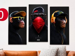 Cool Ape 3 Piece Canvas Wall Art Home Decor 23.6″ × 35.4″ Made In Egypt