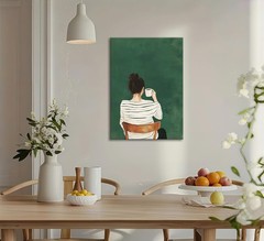 Coffee Lover Canvas Wall Art Modern Simplicity Woman Drinking Coffee Wall Dec…