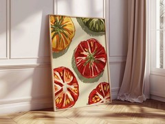 Tomato Wall Art Print, Rustic Farmers Market Kitchen Decor, Vegetable Poster