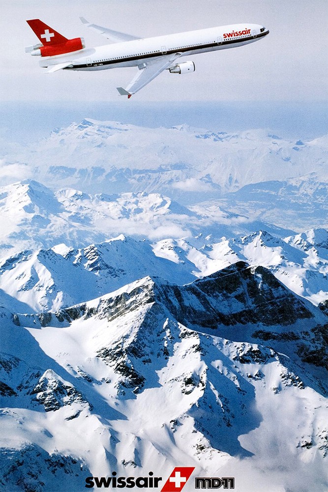 Swissair Travel In Winter Original Vintage Wall Art Home Decor – POSTER 20×30