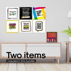 MOTIVATIONAL WALL ART PRINTS, SET OF 6 INSPIRATIONAL POSTERS + 6x6x2″ SHADOW BOX