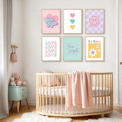 Colorful Girls Room Canvas Art – Framed Nursery Decor 8×10 Inch