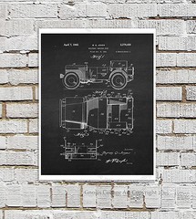 Vintage Jeep Military Vehicle Patent Prints set of 6 unframed posters wall decor