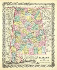 Historic State Map – Alabama – Colton 1856 – Vintage Wall Art