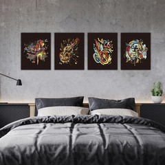 Watercolor Musical Instrument Art Prints,Graffiti Pictures for Wall Decor,Pia…
