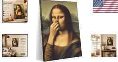 Funny Mona Lisa Bathroom Canvas Art Print – 12x16in Humorous Wall Decor
