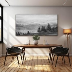 Elegant 30×60 Inch Foggy Mountain Wall Art – Perfect for Living Room & Office