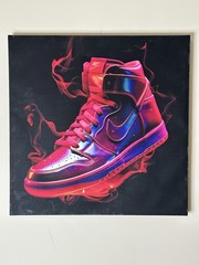 Notoriart The “Flaming Hot” Sneaker Canvas Wall Art 24” by 24” Inches