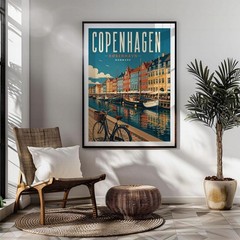 Copenhagen Travel Poster Print Vintage Denmark Wall Art Retro Scandinavian