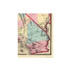 Historic State Map – California Nevada – 1872 – Vintage Wall Art