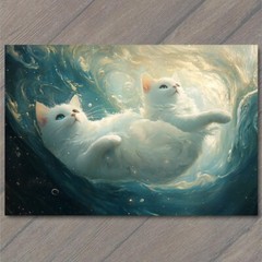 Art Print Cat in Outer Space Sky Stars Fun Cute Unusual Pretty Strange Cats
