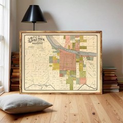Vintage Map of Little Rock Arkansas 1882 Wall Map Print Framed