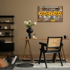 Farmhouse Sunflower Wall Art, Framed Inspirational Wall Art Living Room, Yell…