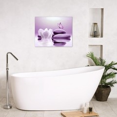 Luxurious Waterproof Zen Canvas Art – Butterfly and Water Lily Decor 16×12