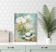 11×14 Mint Macaron and Flowers Canvas Print Wall Art