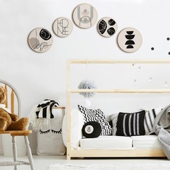 5 Pcs Geometric Wooden Wall Art Decor – Elegant Bohemian Style for Living Room