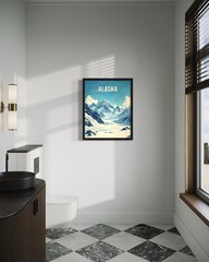 Colorful Alaska Glaciers Art Print Poster – Perfect for Living Room & Bathroom